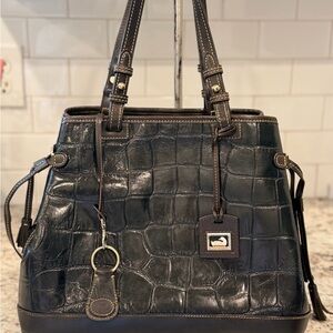 Dooney & Bourke Dark Brown Croc Embossed Shoulder Bag